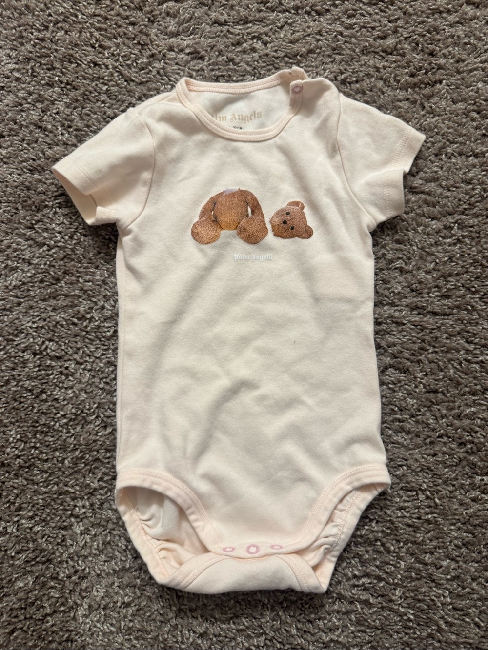Palm Angels Light Pink Teddy Bear Short Sleeve One-Piece